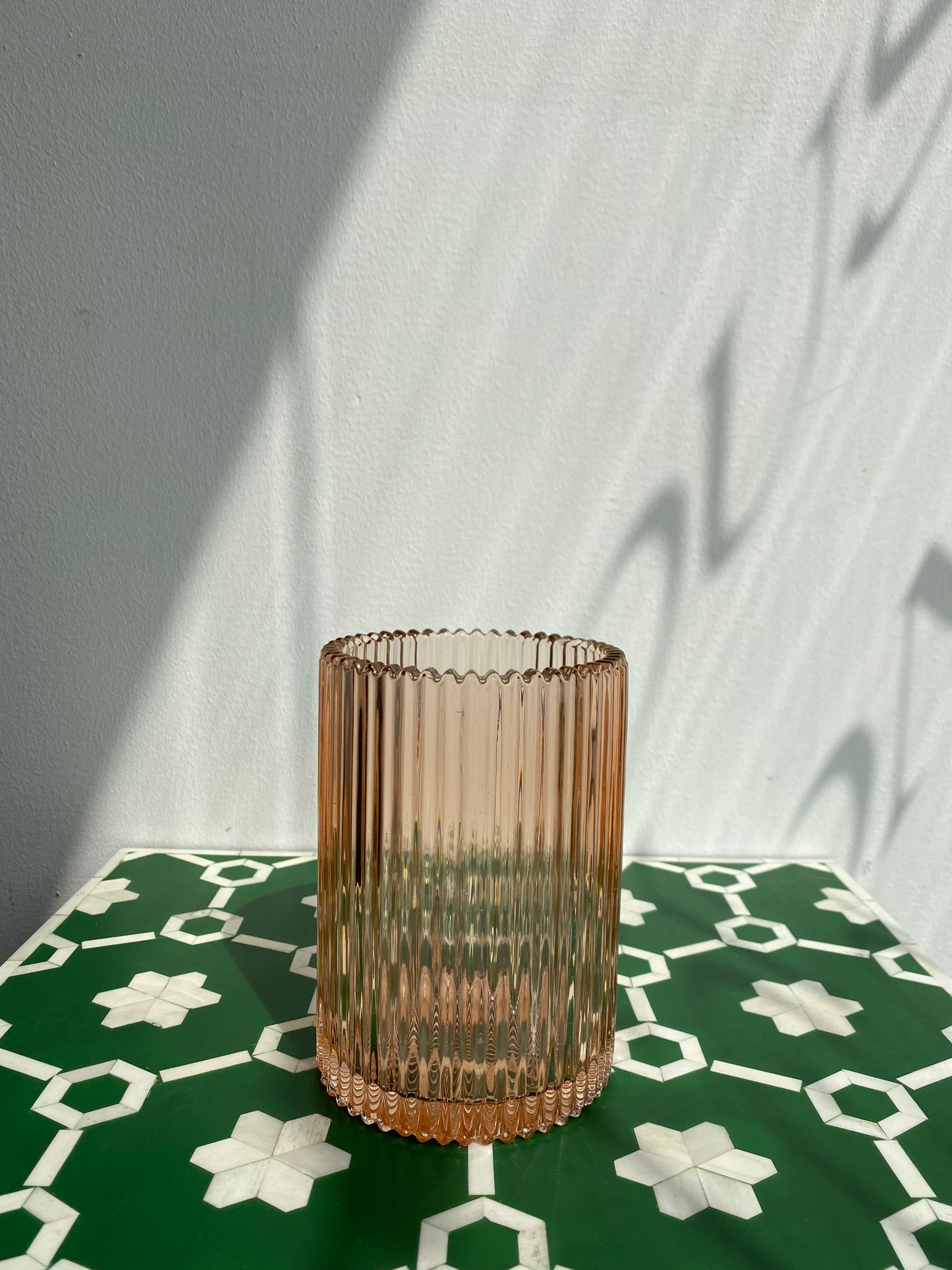 Pink Grooved Vase