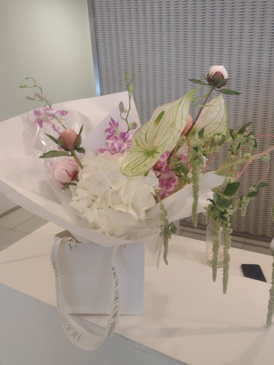 Green, pink and white